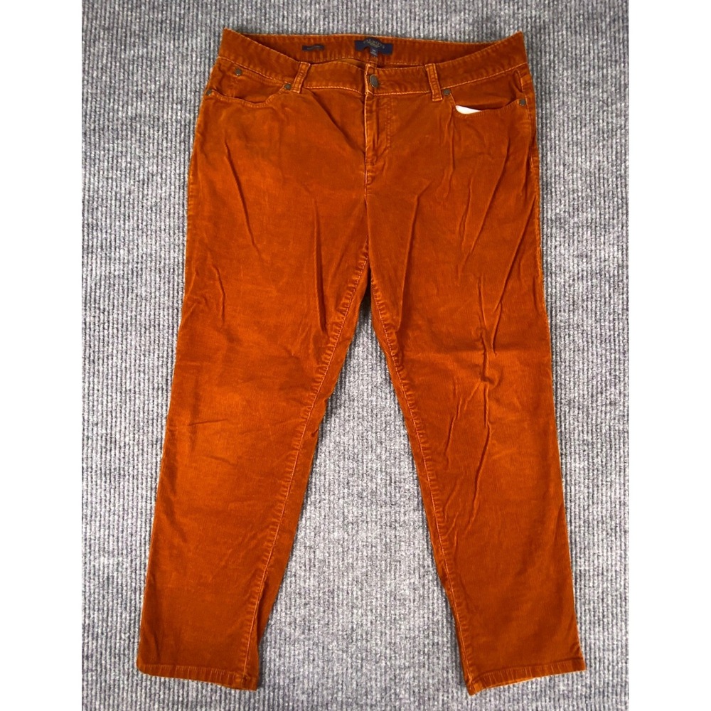 Talbots Corduroy Pants Womens 14P Orange Signature Straight Leg Fall Preppy